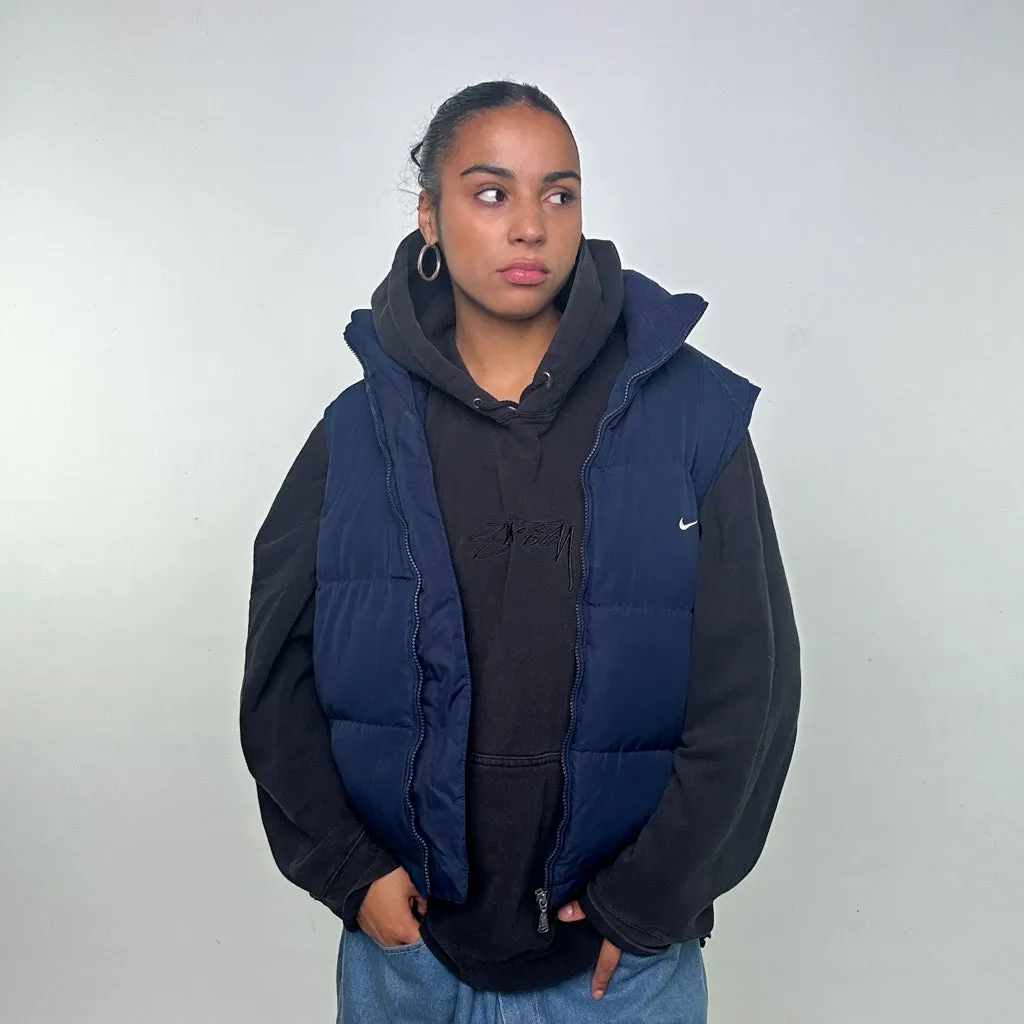 NAVY BLUE Y2KS NIKE PUFFER JACKET COAT GILET (