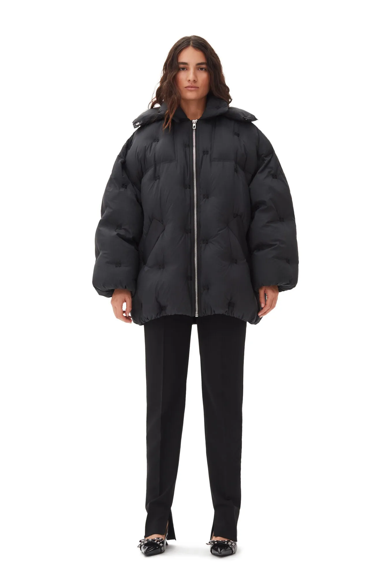 NYLON TECH PUFFER MIDI JACKET - GANNI