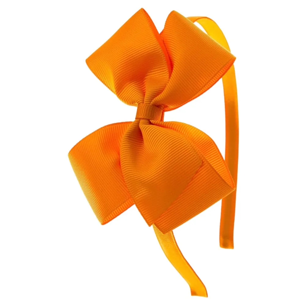 Olilia Hard Hairband Medium London Bow Tangerine