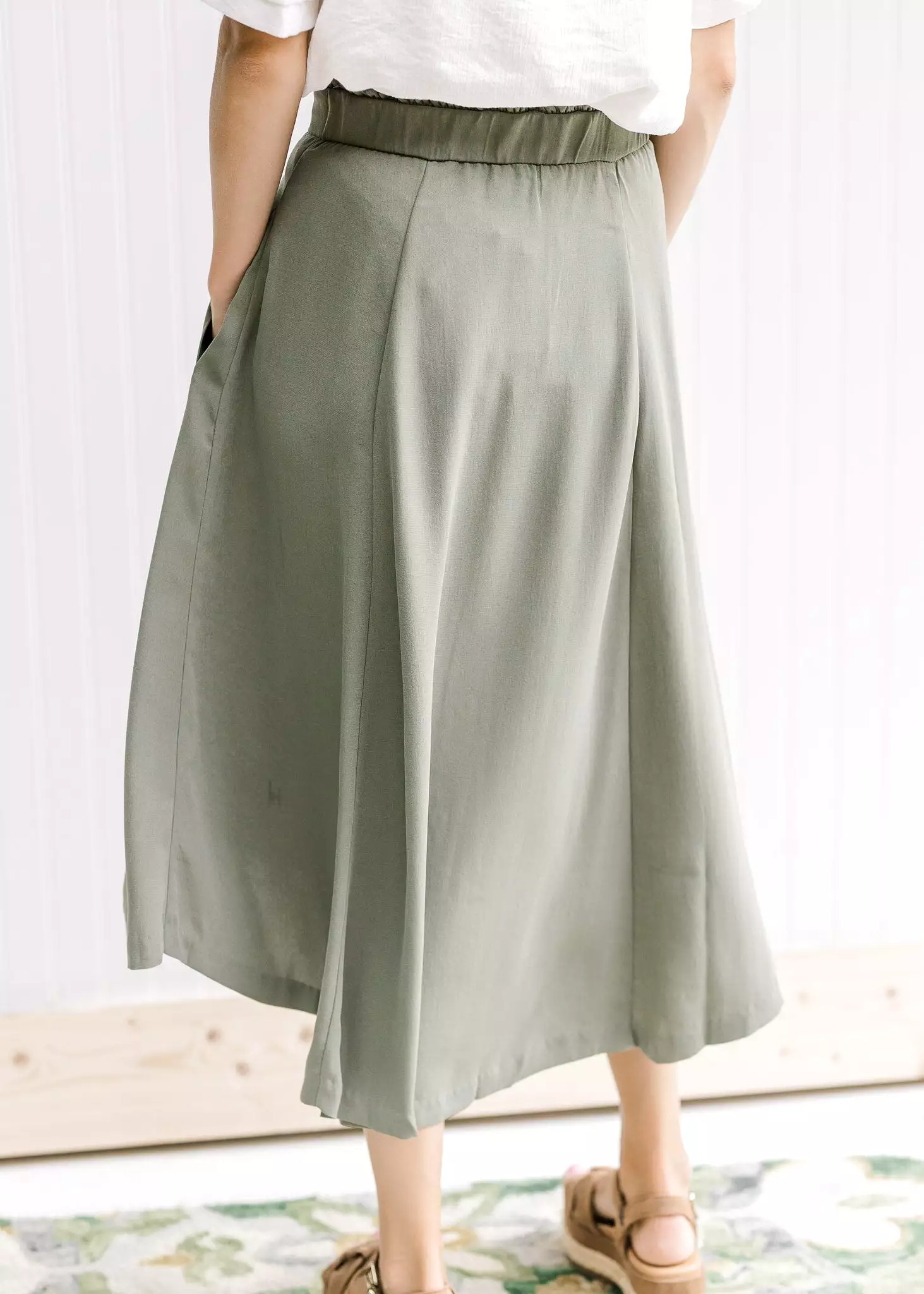 Olive Swing Button Skirt