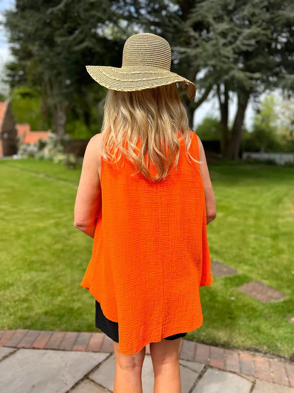 Orange Bubble Cotton Vest Top Fran