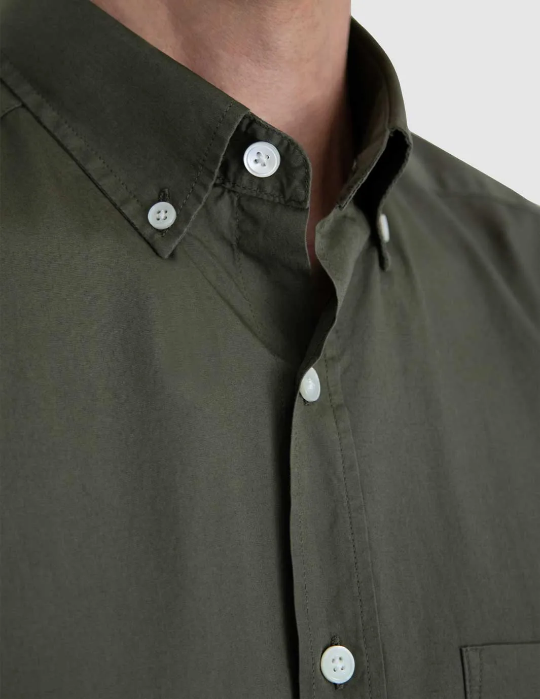 Organic Cotton Poplin Shirt-Olive