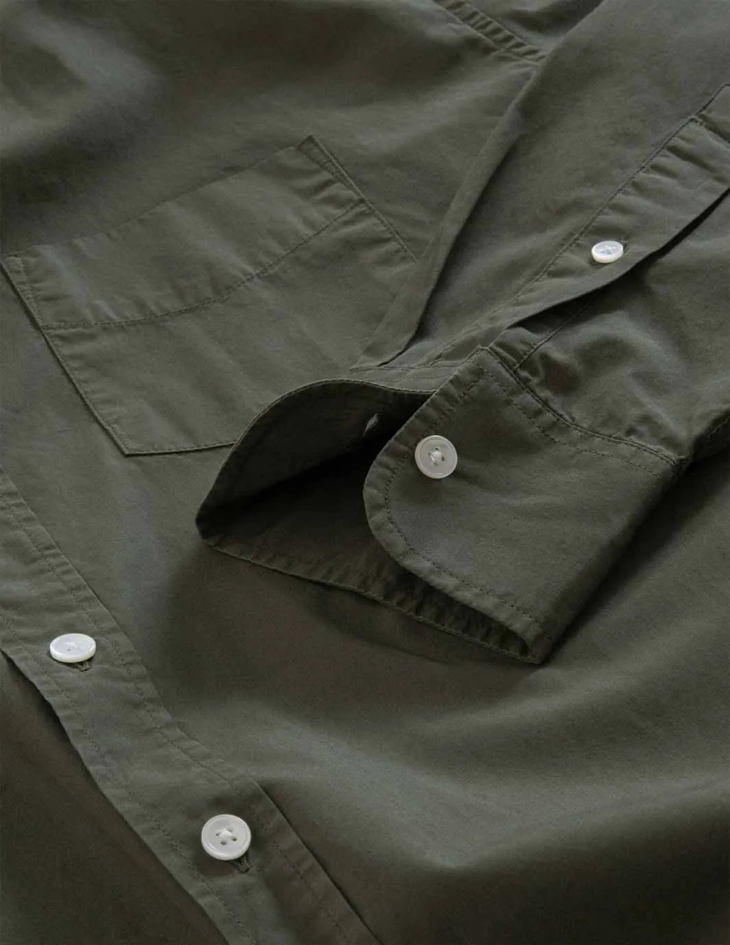 Organic Cotton Poplin Shirt-Olive