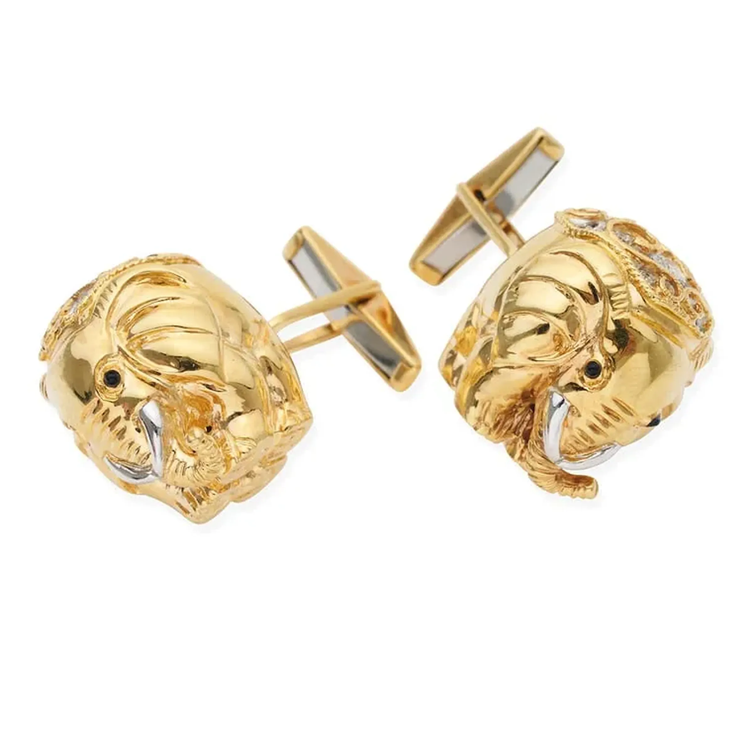 PAIR OF 18K GOLD AND 0.50cttw DIAMOND ELEPHANT CUFFLINKS