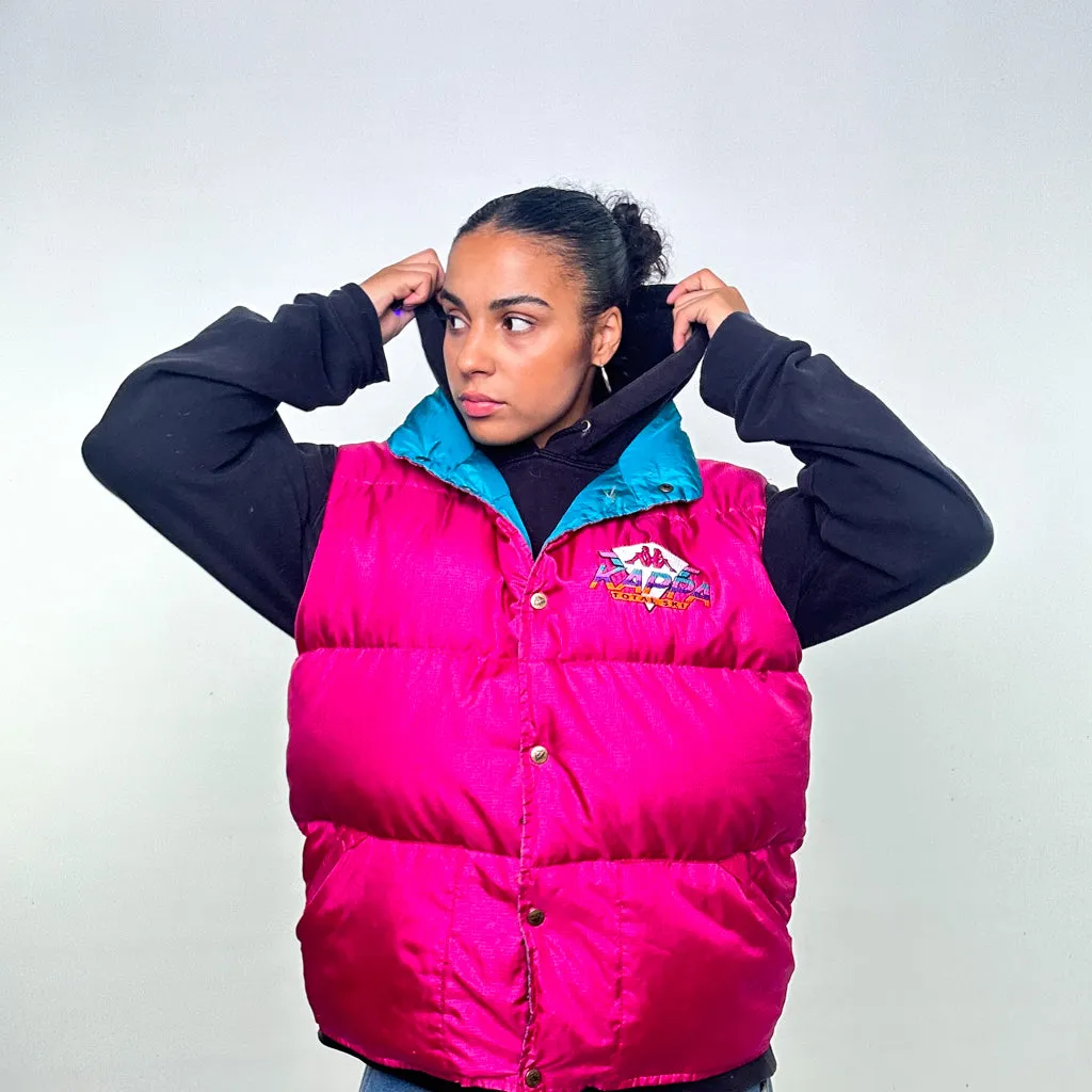 Pink 90s Kappa Puffer Jacket Coat Gilet (XL)