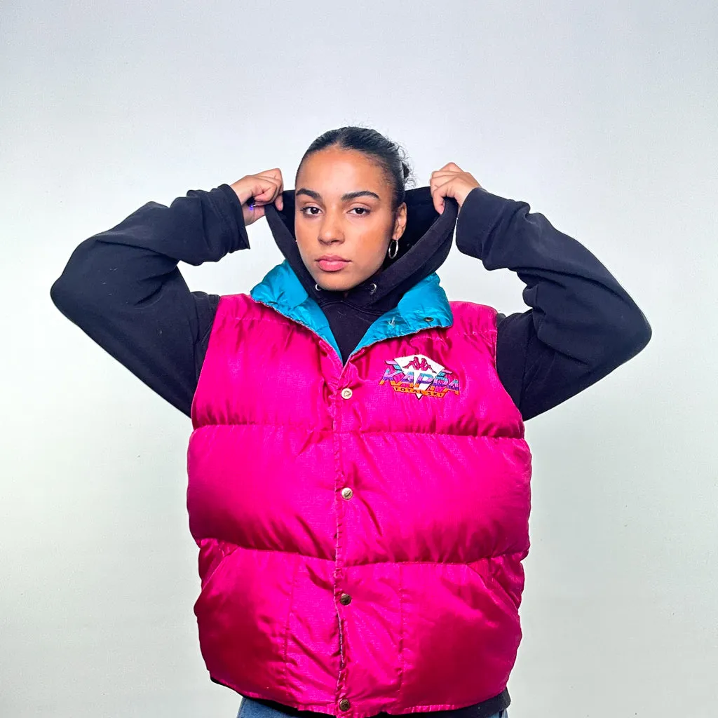 Pink 90s Kappa Puffer Jacket Coat Gilet (XL)