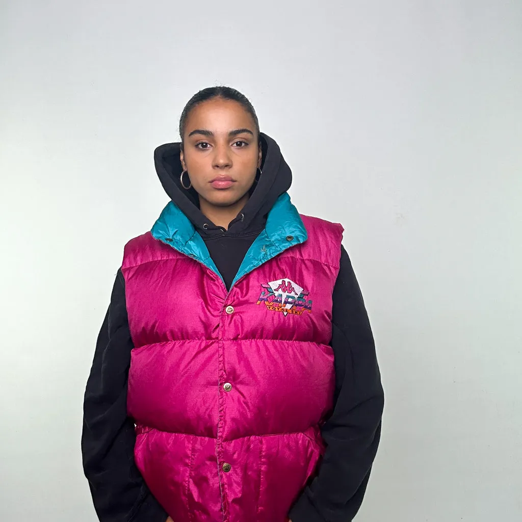 Pink 90s Kappa Puffer Jacket Coat Gilet (XL)