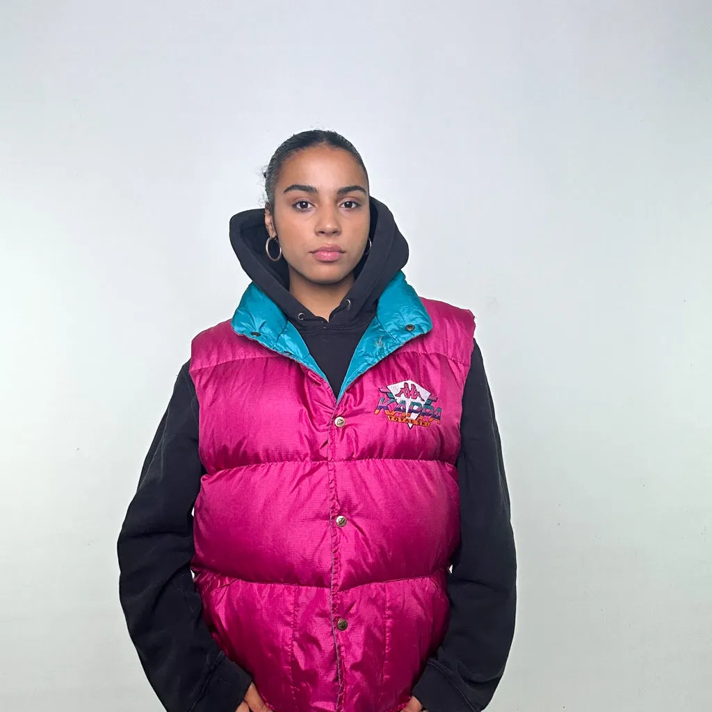 Pink 90s Kappa Puffer Jacket Coat Gilet (XL)