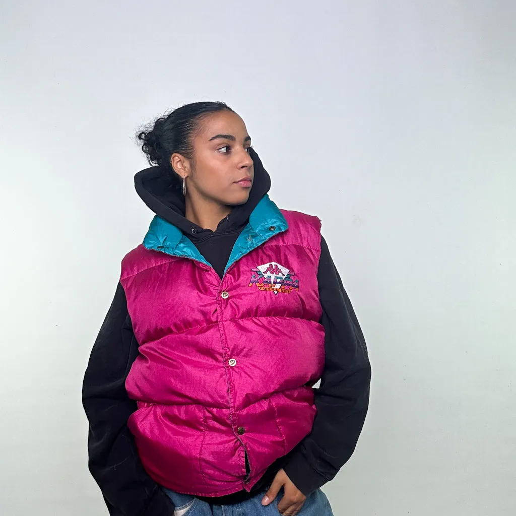 Pink 90s Kappa Puffer Jacket Coat Gilet (XL)