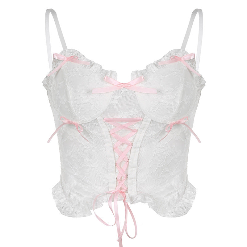 Pink Ribbon Lace Camisole