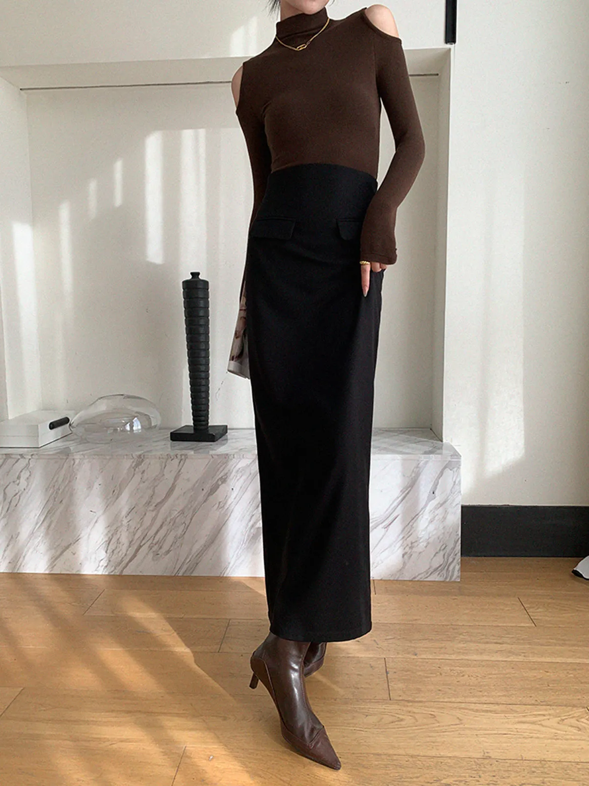 Plain A-Line Maxi Skirt