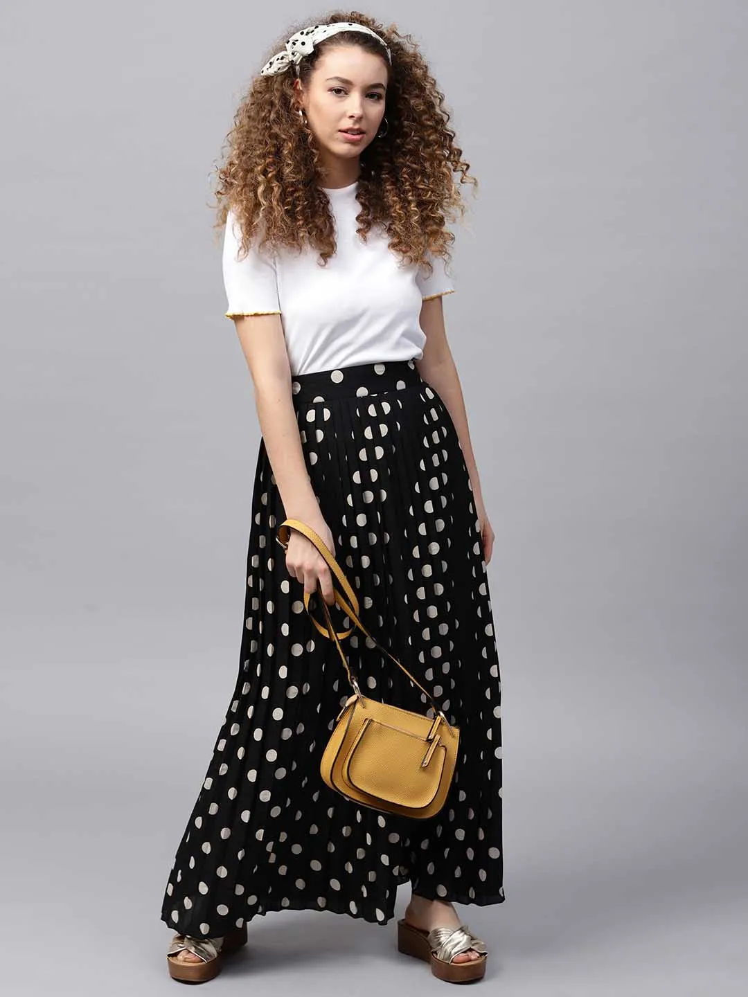 Polka Dot Pleated Skirt