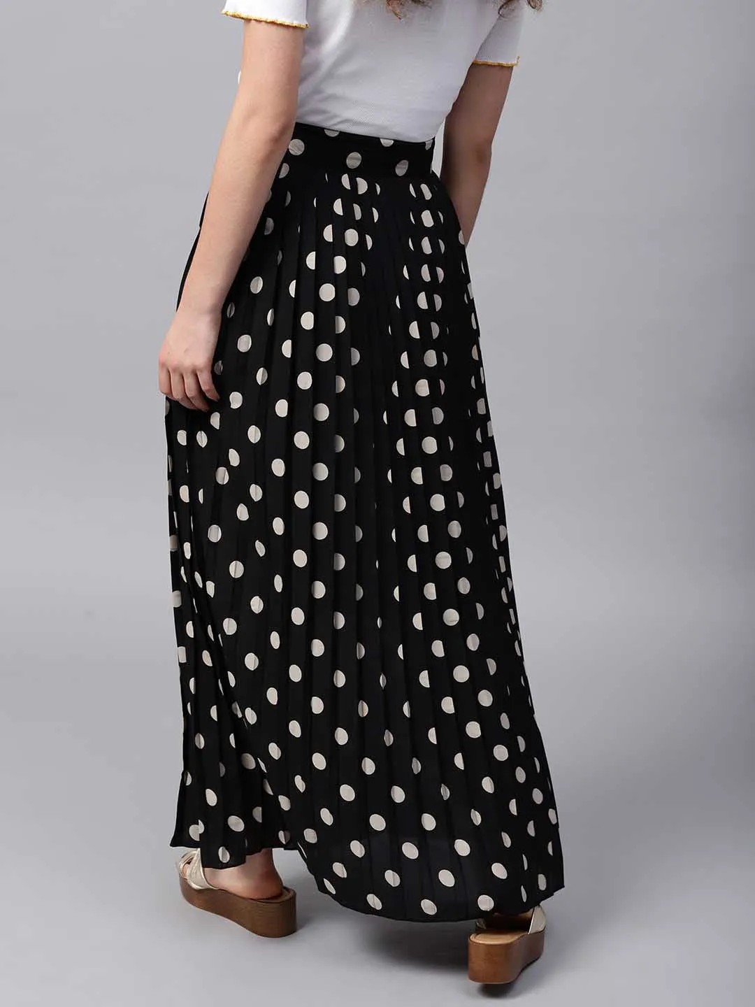 Polka Dot Pleated Skirt