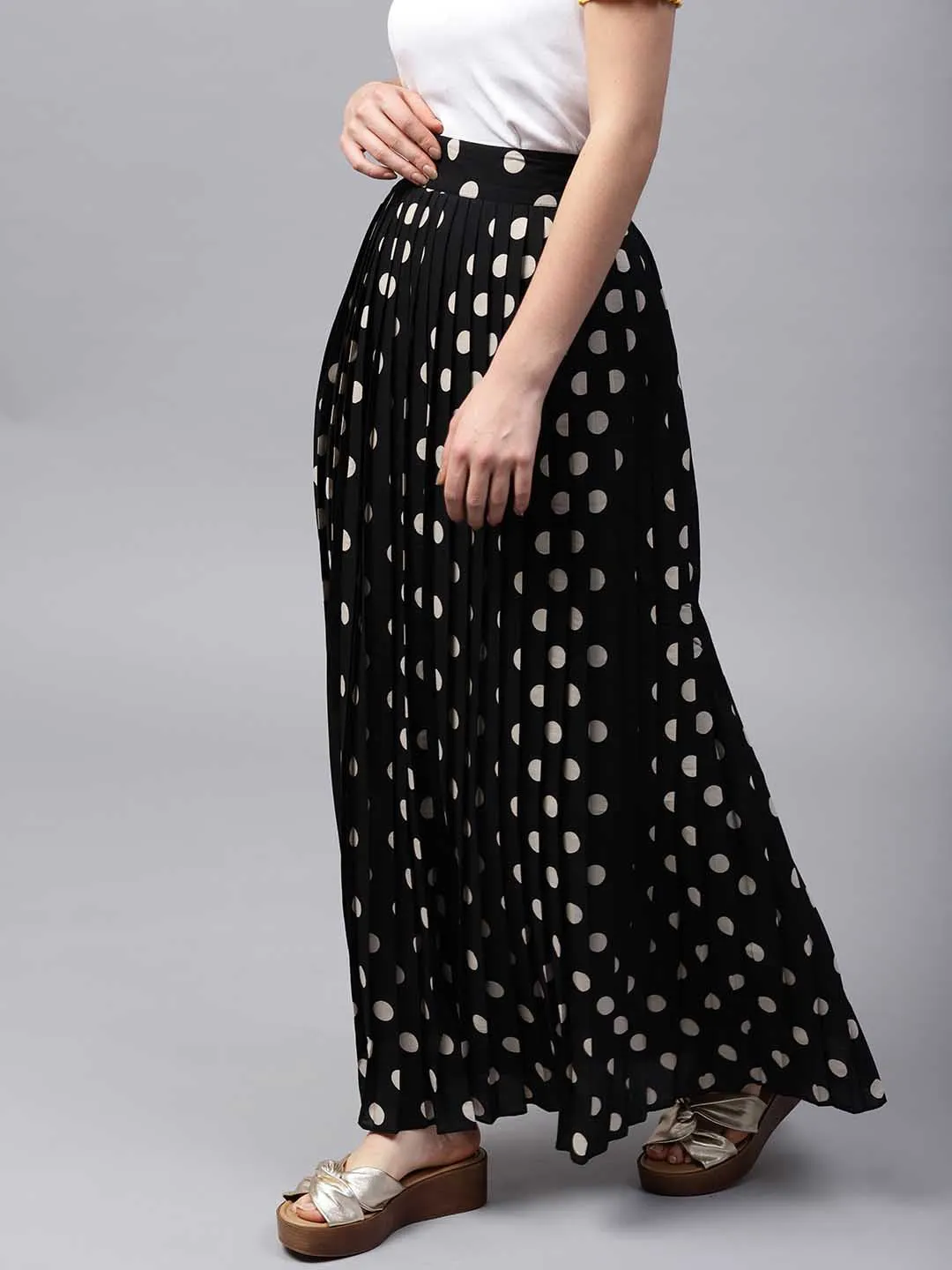 Polka Dot Pleated Skirt