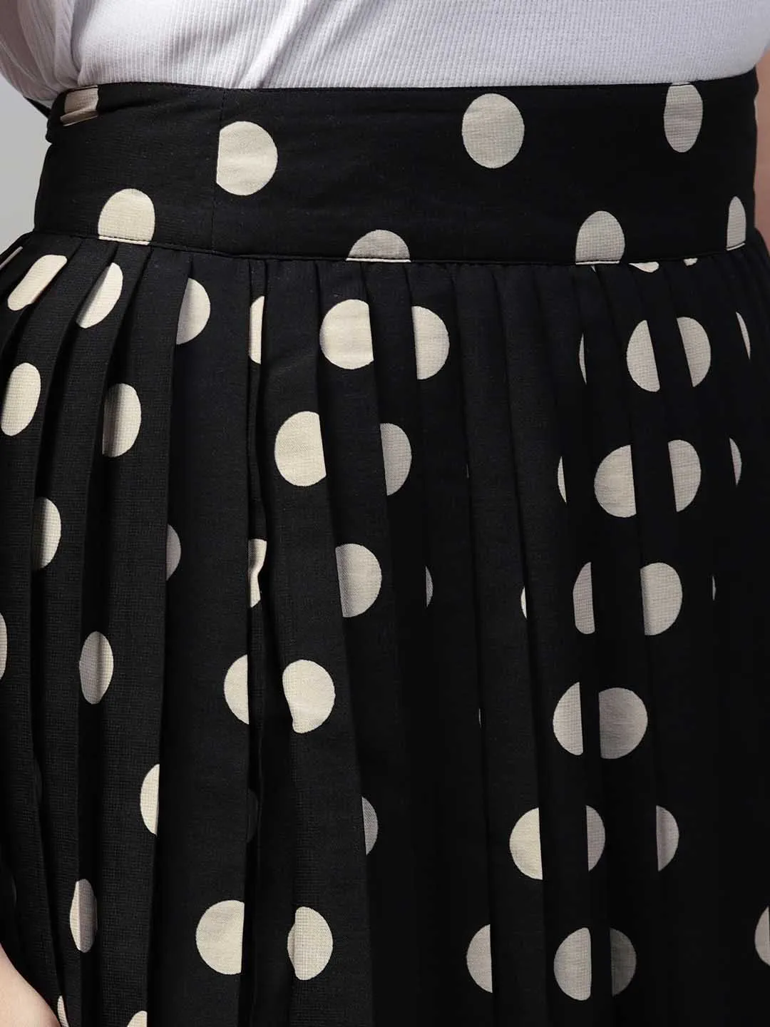 Polka Dot Pleated Skirt