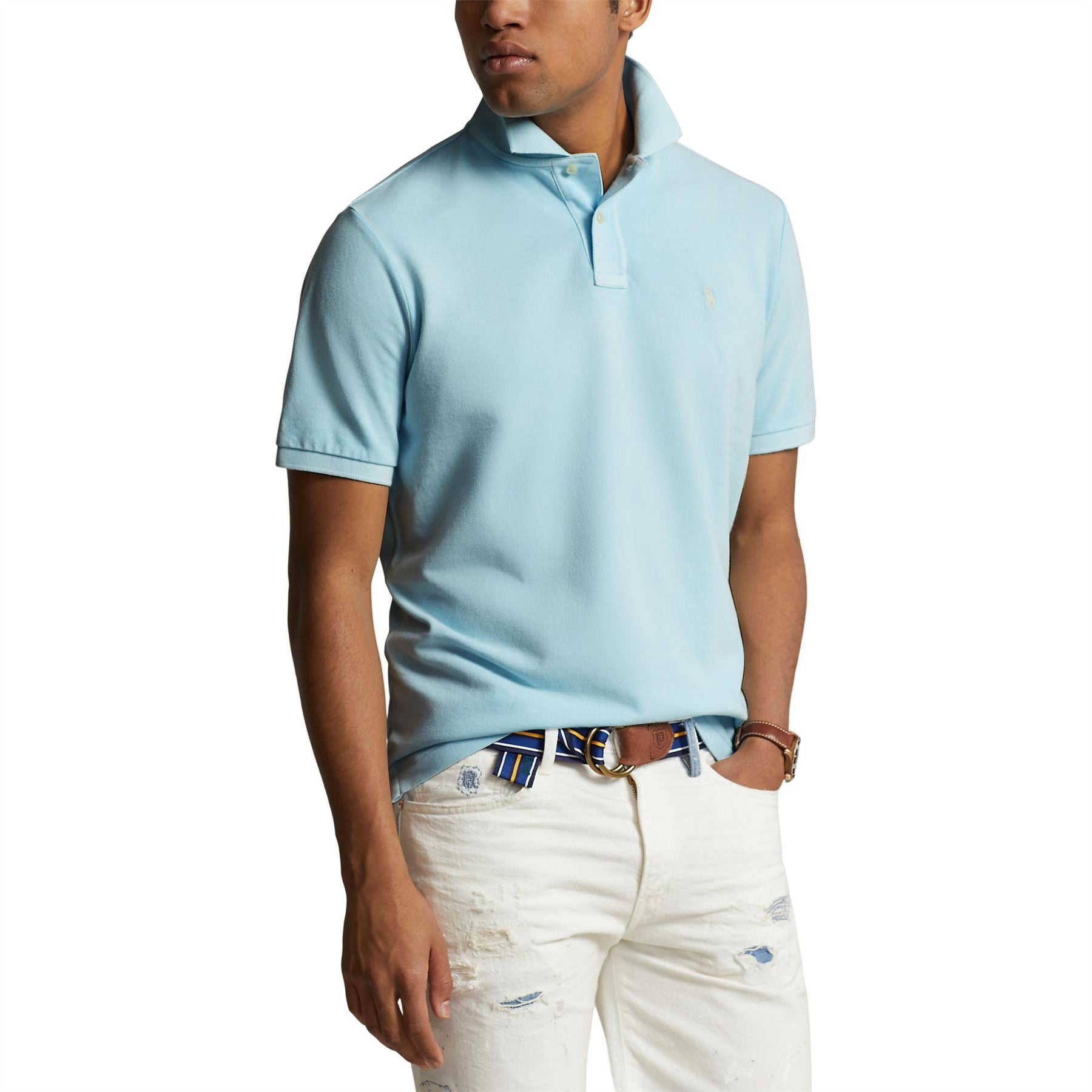 Polo Golf Classic Fit Cotton Knit Polo Sky Blue - SU24