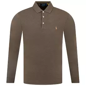 Polo Golf Slim Fit Cotton Long Sleeve Polo Olive Heather - AW23