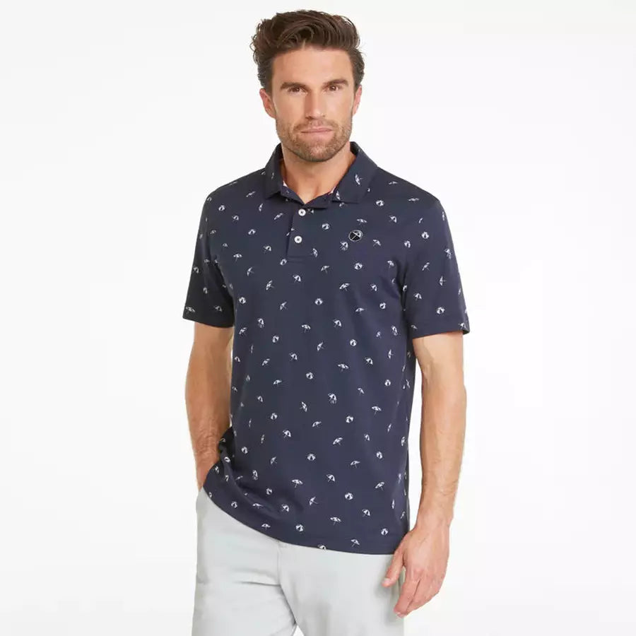 Puma AP CLOUDSPUN Dancing Umbrellas Men's Golf Polo - Navy