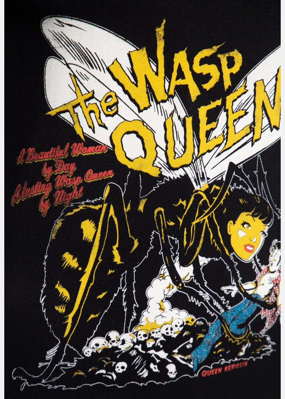 Queen Kerosin Wasp Queen 50's Girlie T-Shirt Black