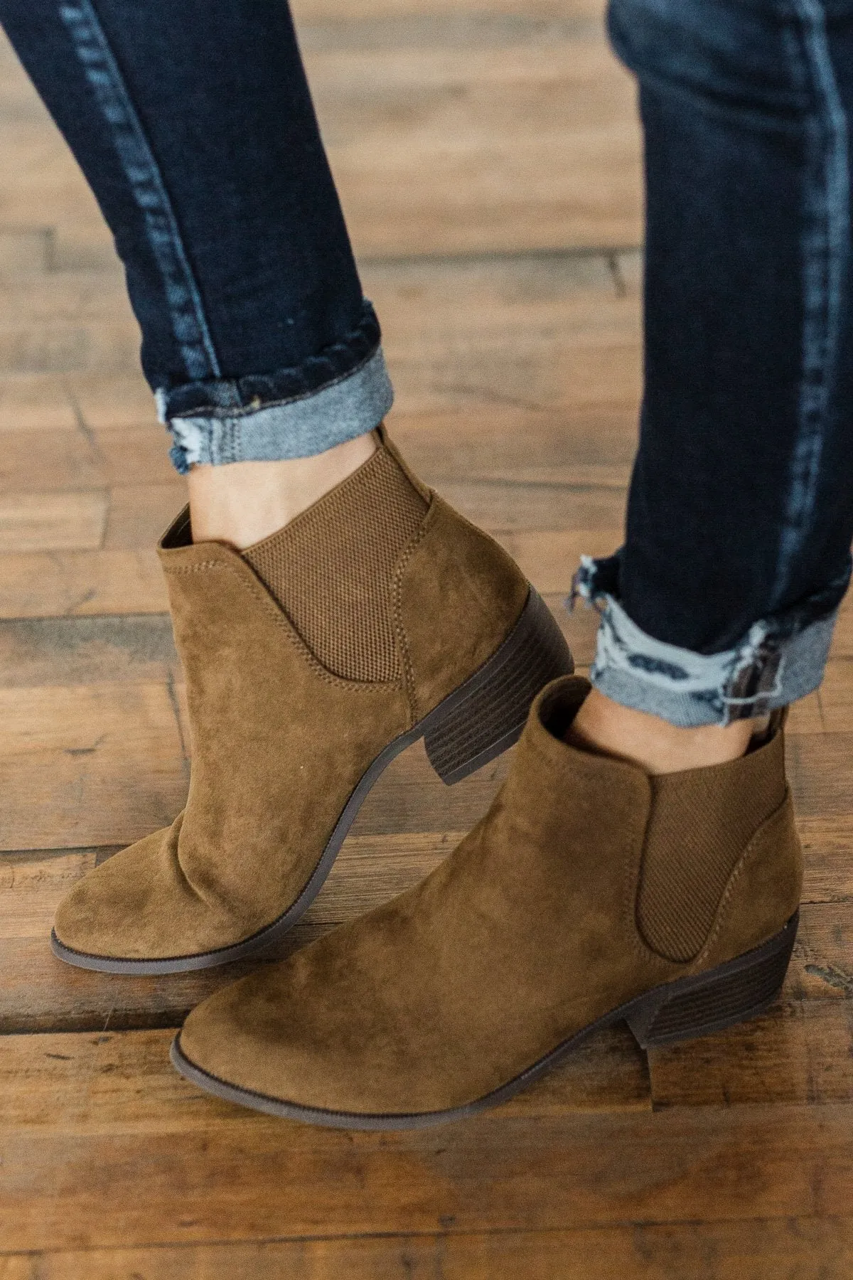 Qupid Rager Booties- Coffee Suede