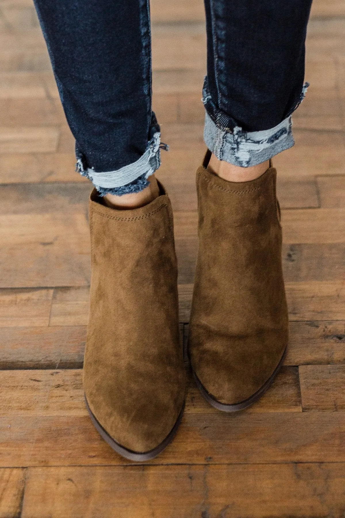 Qupid Rager Booties- Coffee Suede