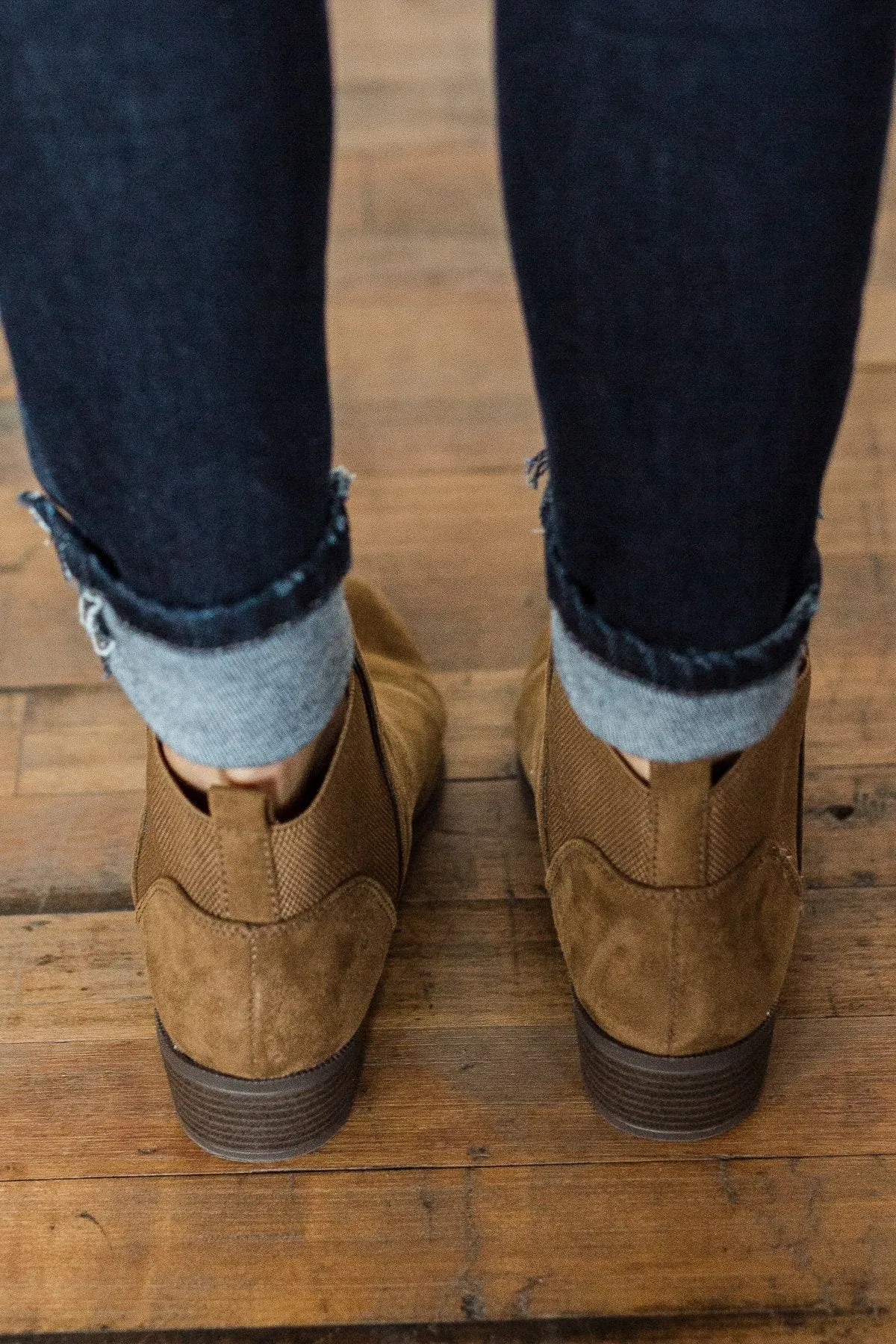 Qupid Rager Booties- Coffee Suede