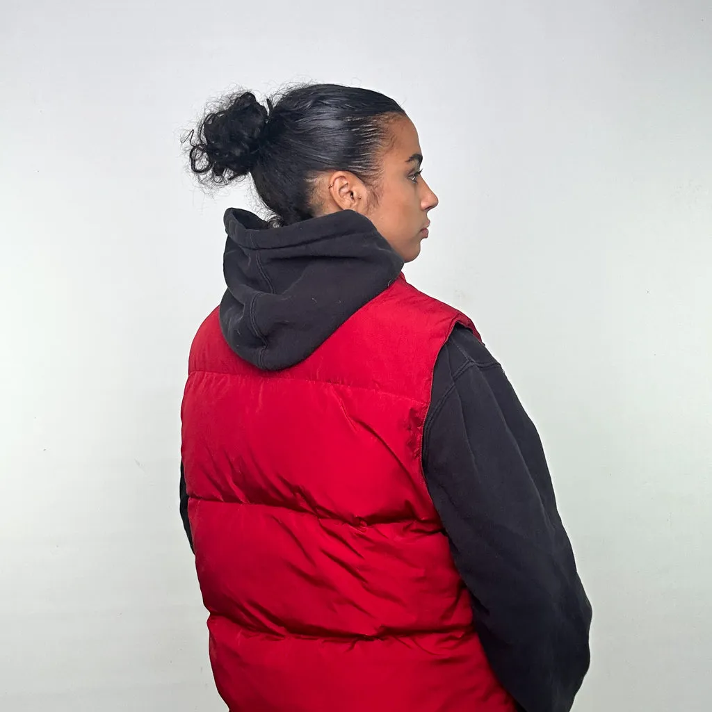 Red 90s Tommy Hilfiger Puffer Jacket Coat Gilet (L)