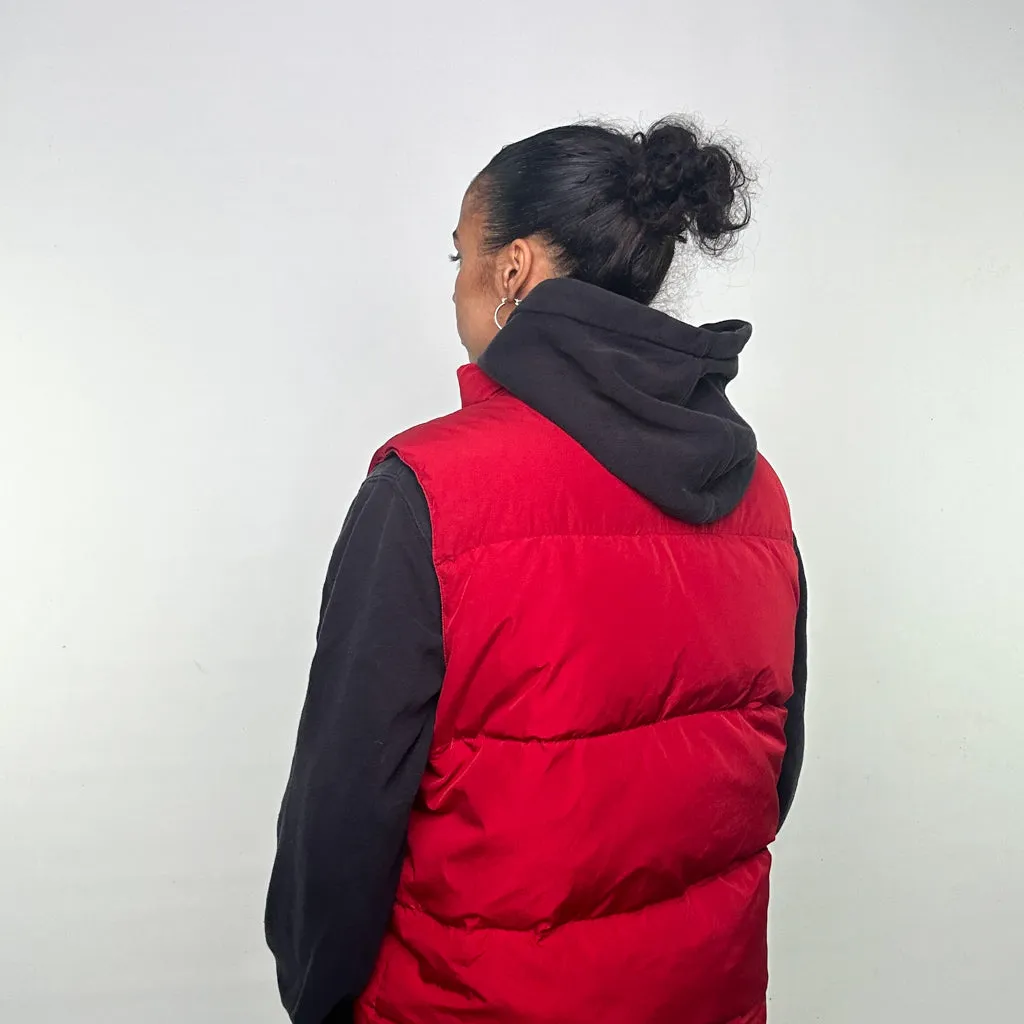 Red 90s Tommy Hilfiger Puffer Jacket Coat Gilet (L)