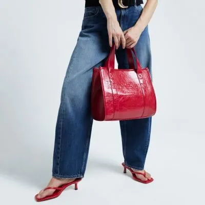 River Island Womens Red Embossed Tote Bag