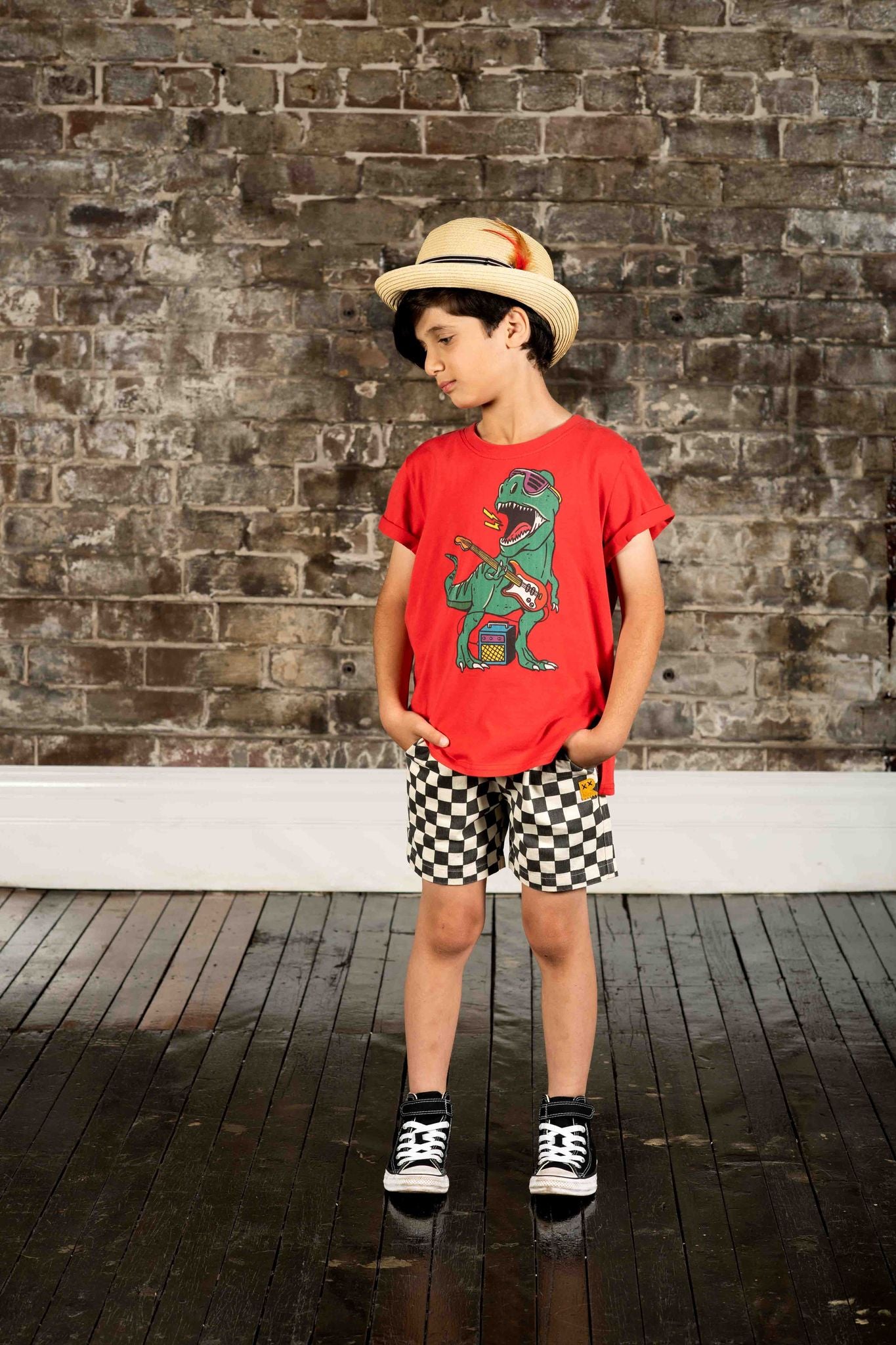 Rock Your Baby Rock Out Dino SS T-Shirt Boxy Fit