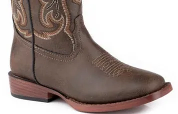 Roper Boy's Patrick Square Toe Western Boot in Brown