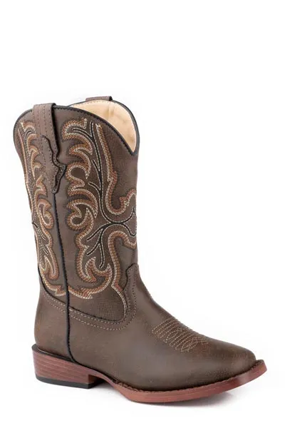 Roper Boy's Patrick Square Toe Western Boot in Brown