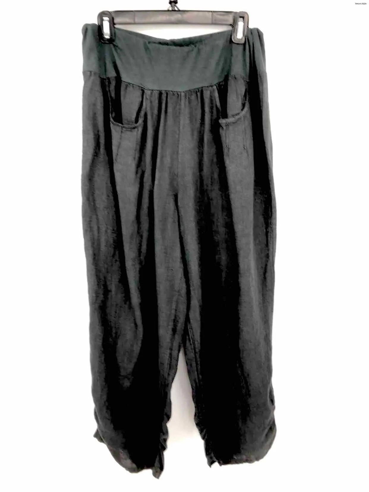 SAGA Dk Gray Linen Italian Made Wide Leg Size SMALL (S) Pants