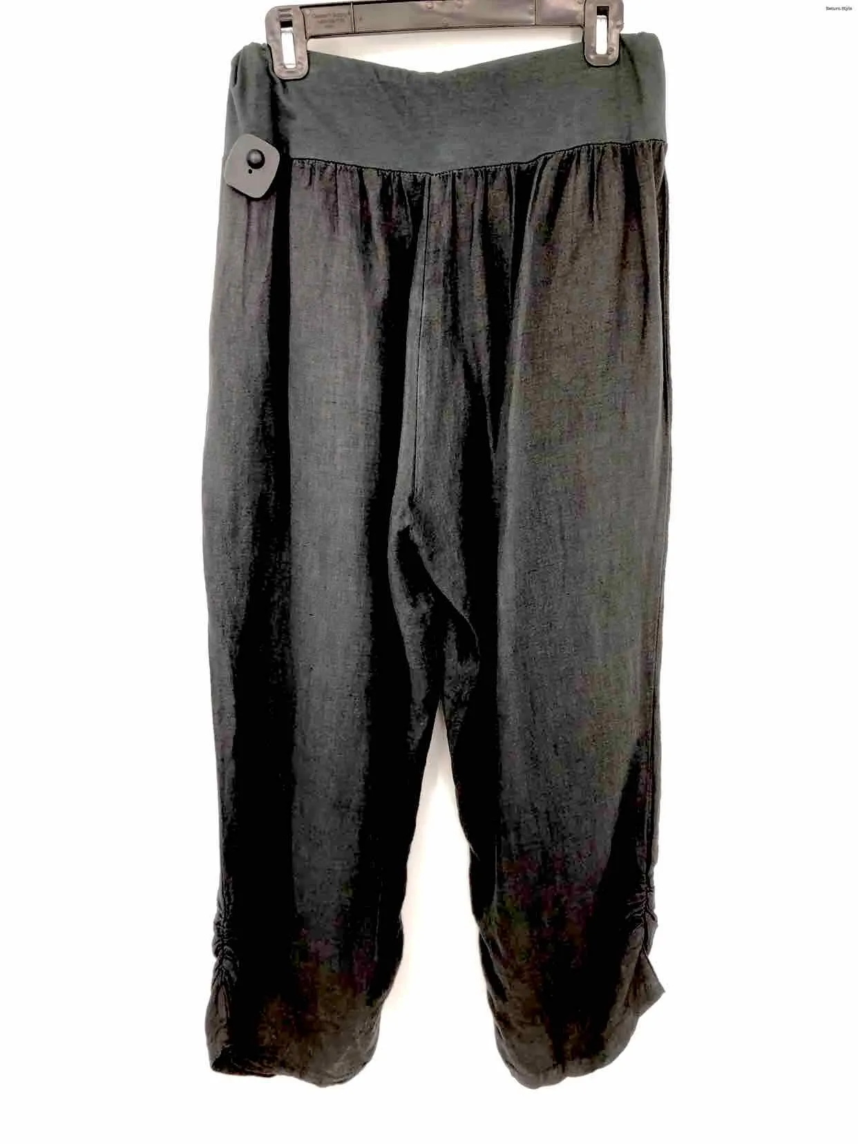 SAGA Dk Gray Linen Italian Made Wide Leg Size SMALL (S) Pants