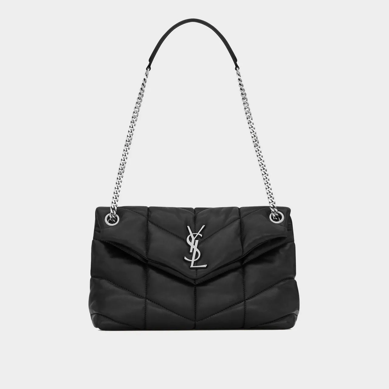 SAINT LAURENT Lou Lou Small Puffer Leather Shoulder Bag - BLACK