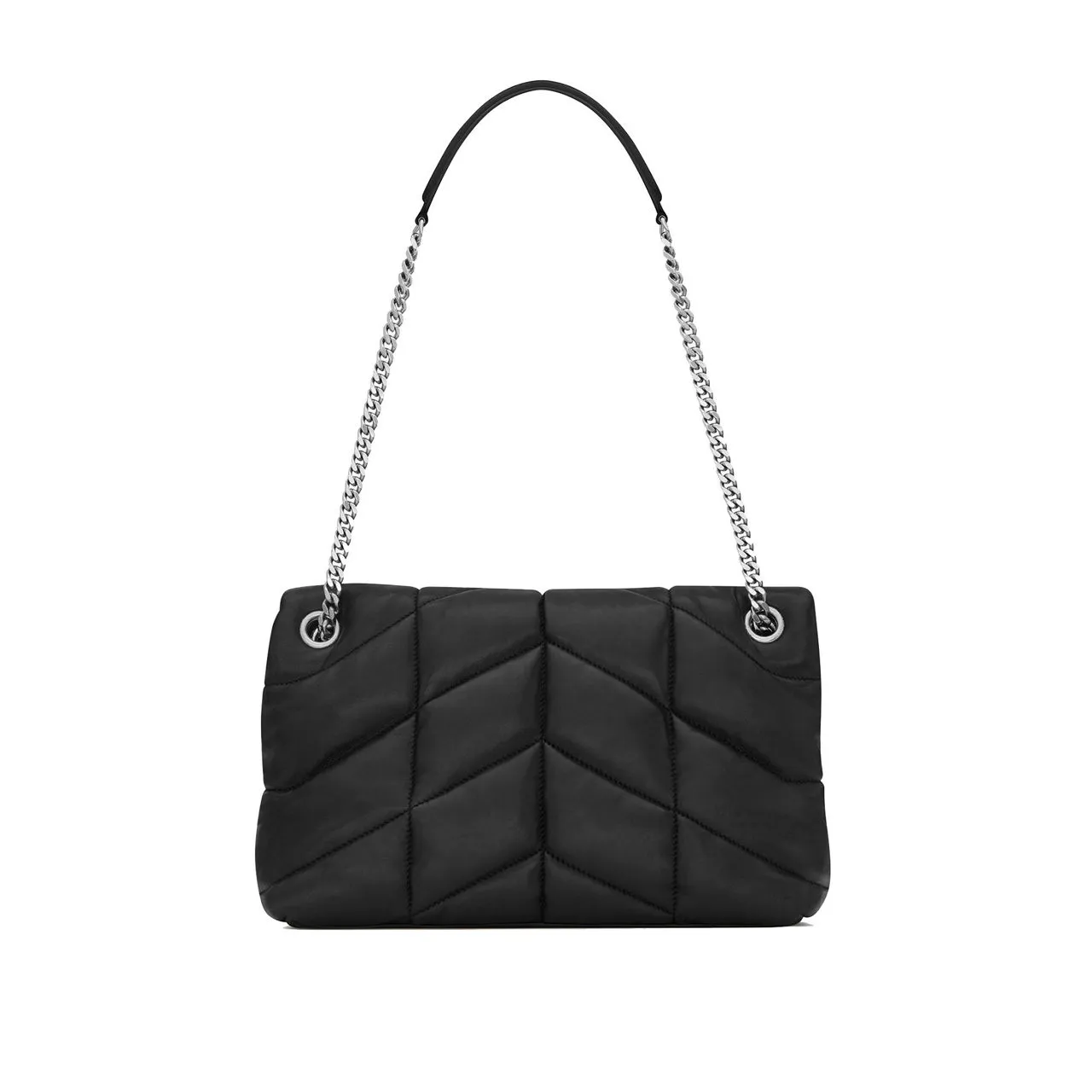 SAINT LAURENT Lou Lou Small Puffer Leather Shoulder Bag - BLACK