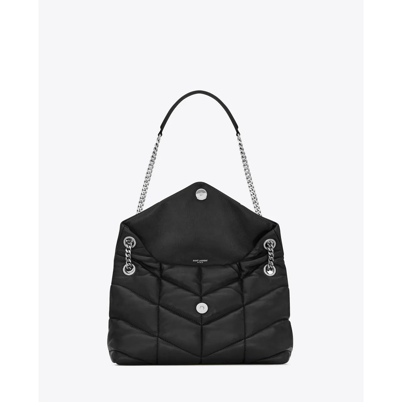 SAINT LAURENT Lou Lou Small Puffer Leather Shoulder Bag - BLACK