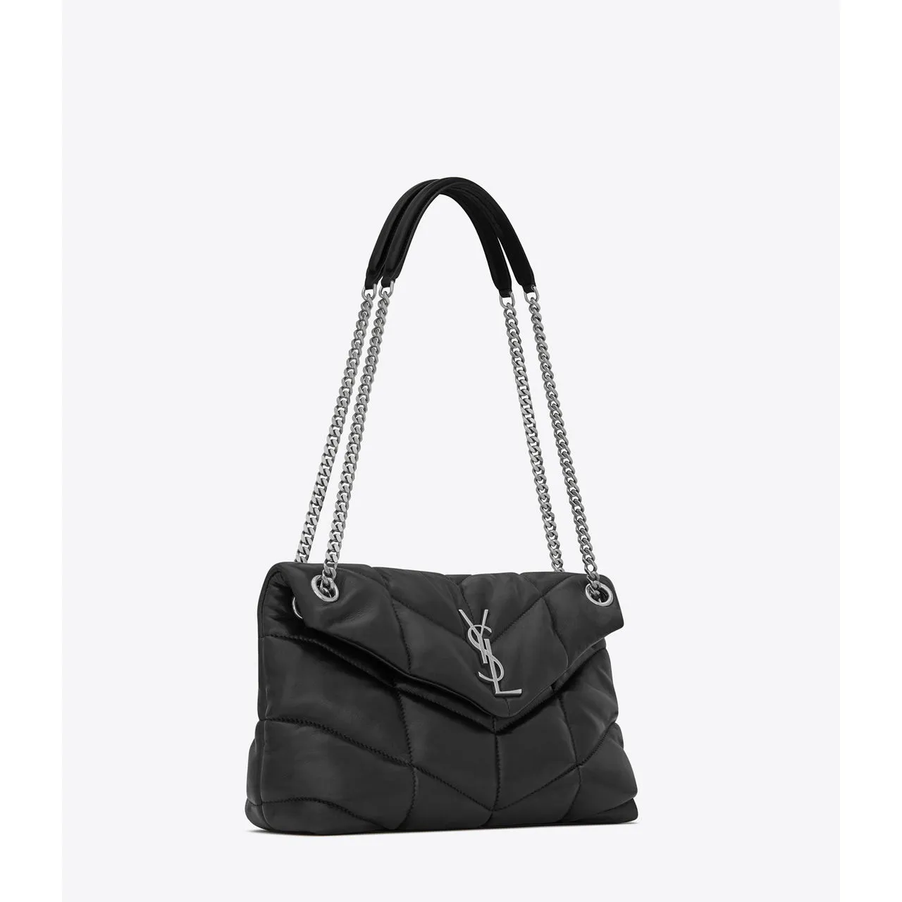 SAINT LAURENT Lou Lou Small Puffer Leather Shoulder Bag - BLACK