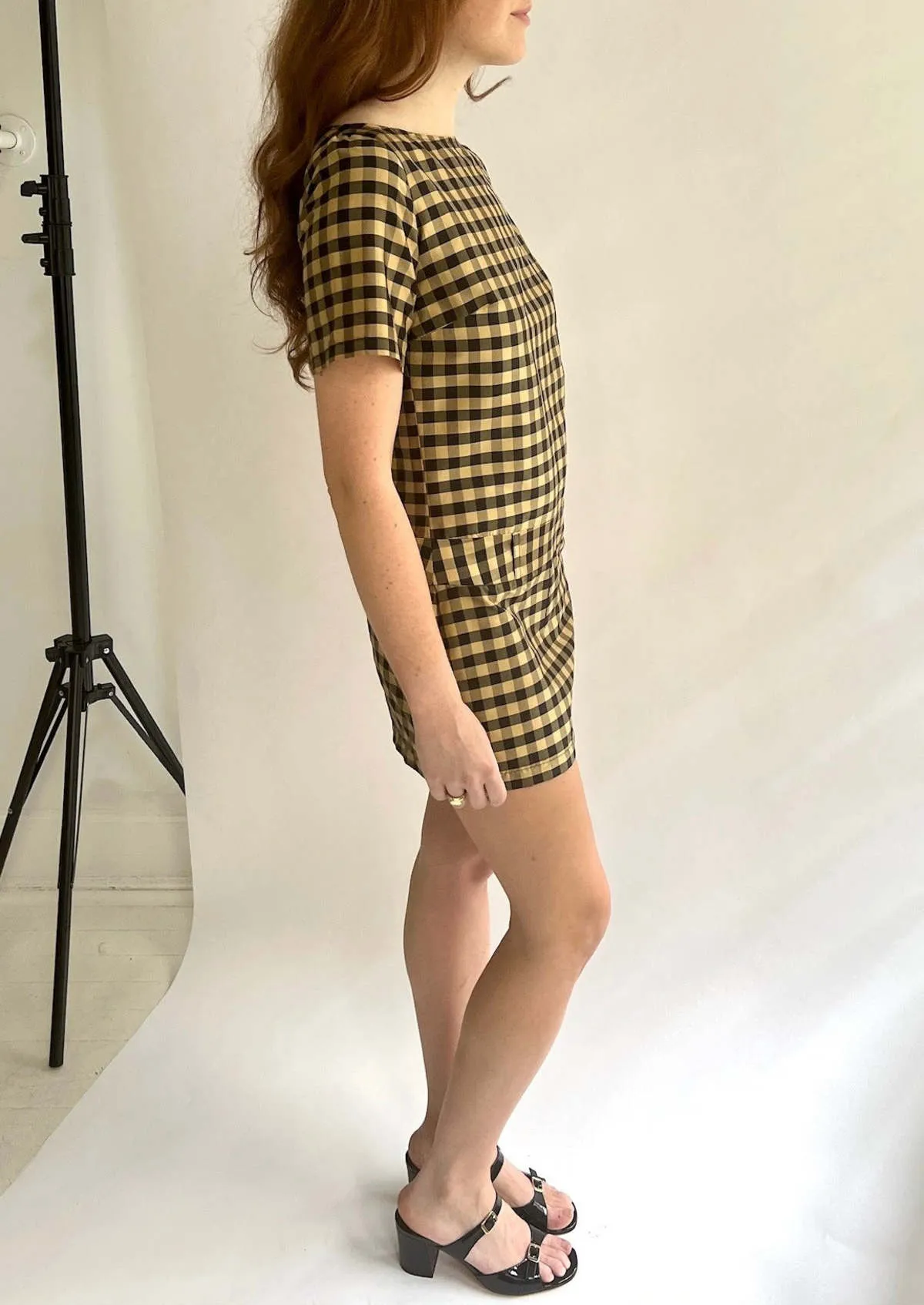 Short Loop Dress - Black/Gold Taffeta