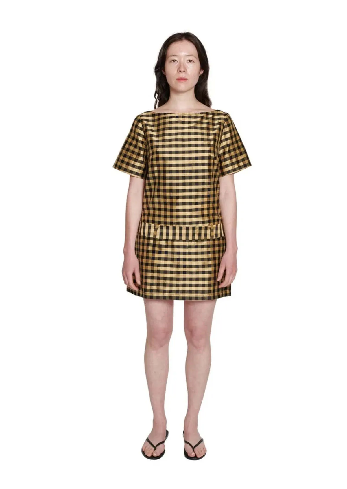 Short Loop Dress - Black/Gold Taffeta