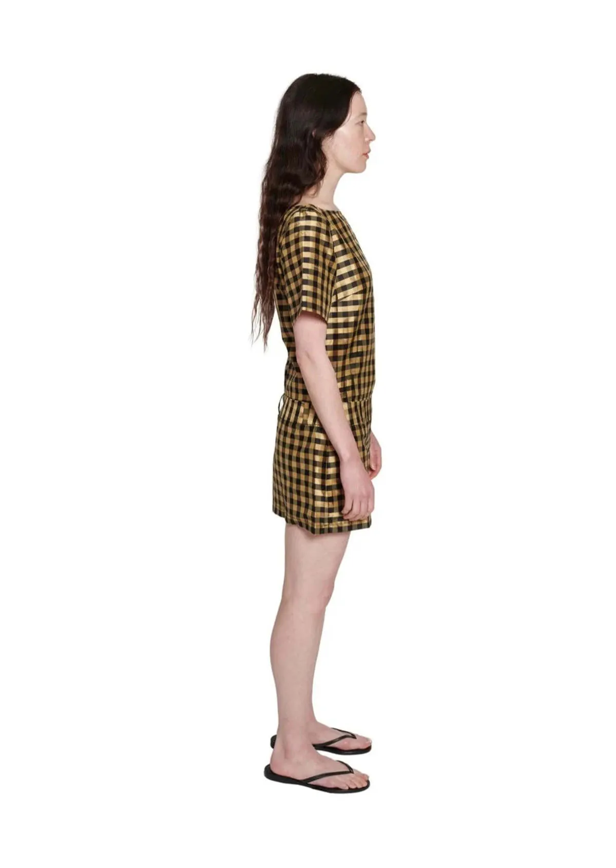 Short Loop Dress - Black/Gold Taffeta