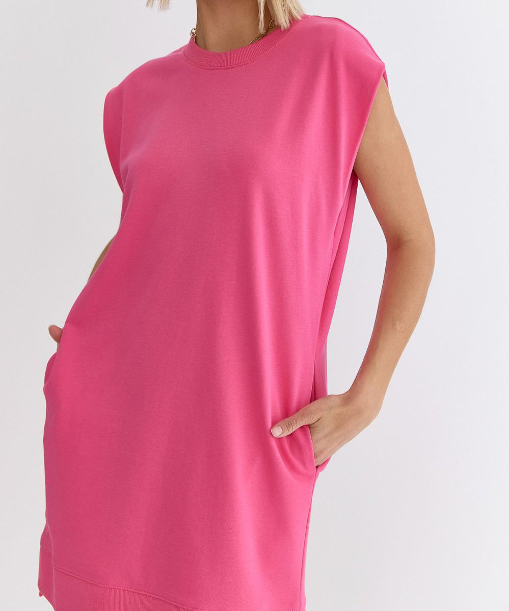 Sleeveless Mini Dress -  Pink