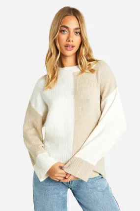 Soft Knit Color Block Oversized Sweater