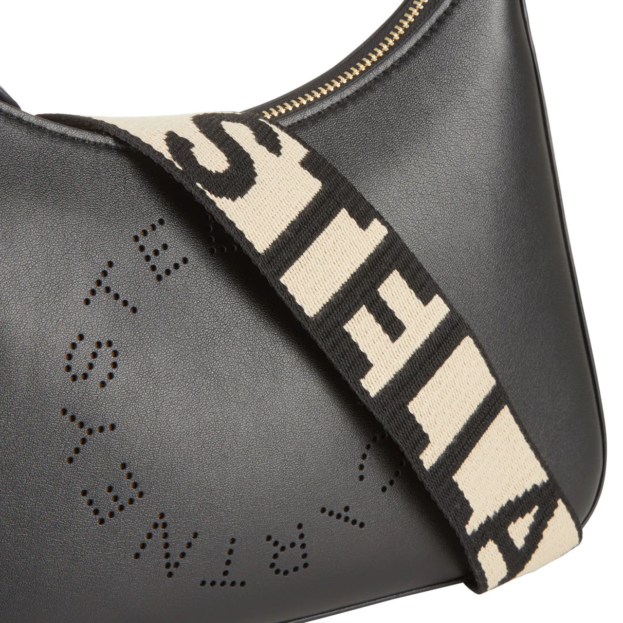 STELLA MCCARTNEY Logo Strap Shoulder Bag - Black