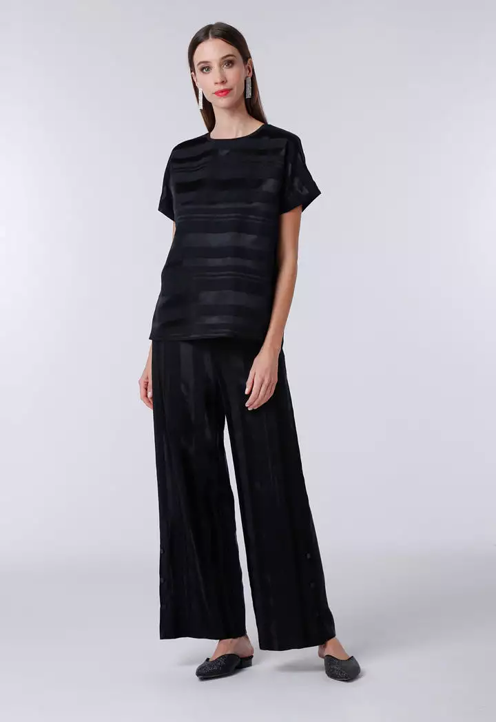 Striped Pattern Wide Leg Trouser