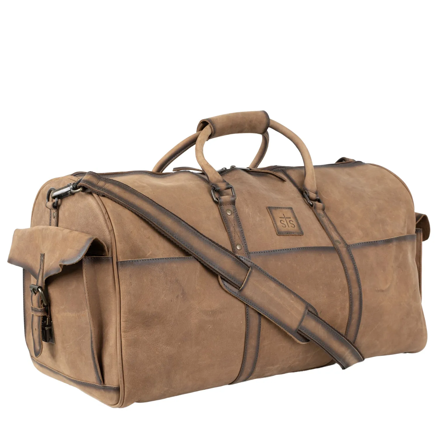 STS Ranchwear Mens Foreman Veg-Tan Leather Duffel Bag