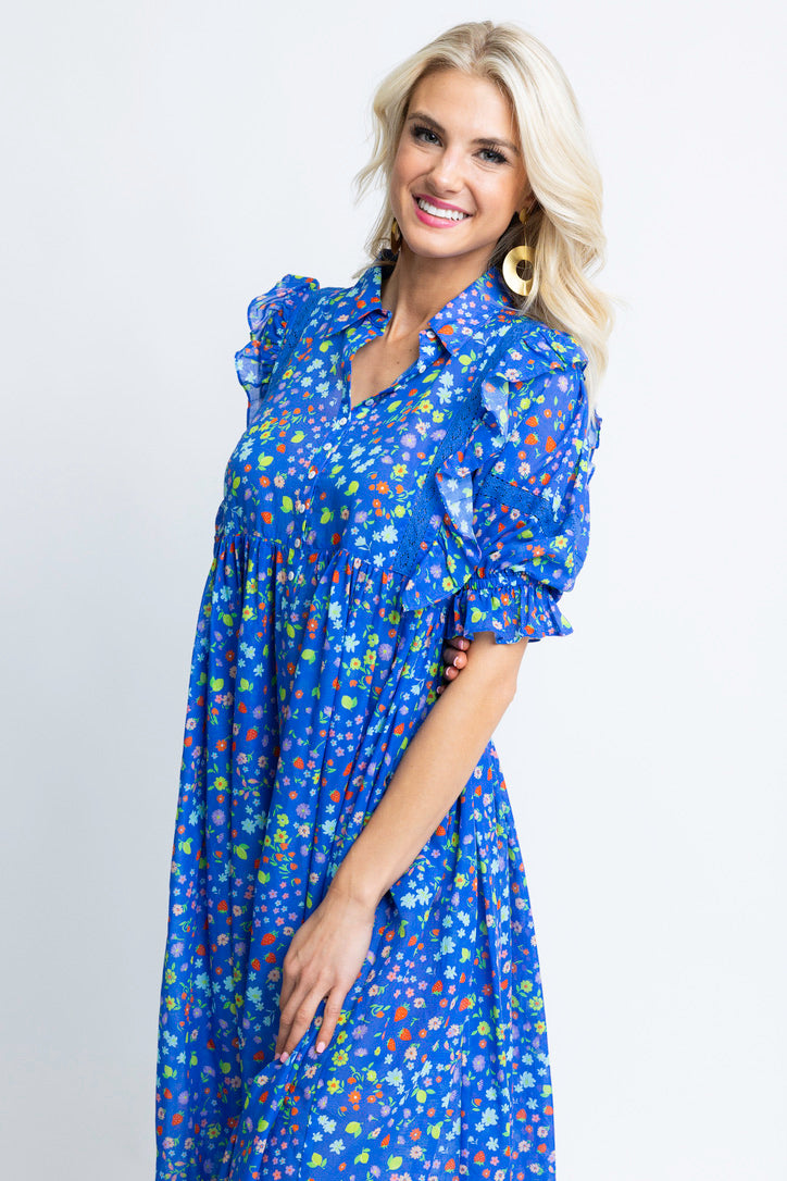 Summer Floral Puff Sleeve Maxi Dress