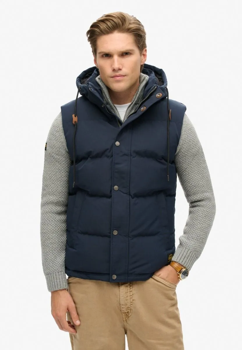 Superdry Everest Hooded Puffer Gilet Bodywarmer Eclipse Navy