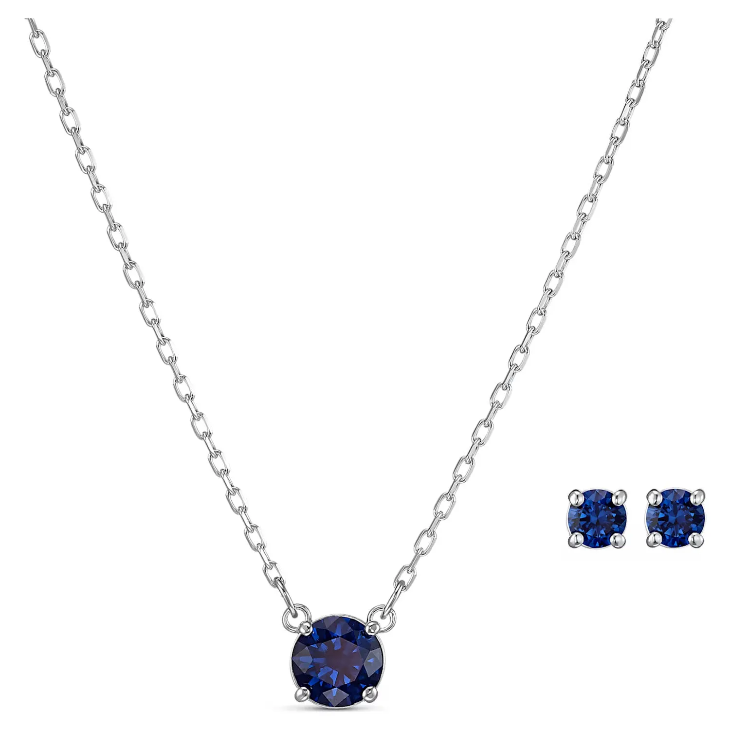 Swarovski ATTRACT JEWELRY SET, Round, Blue, Rhodium plated -5536554