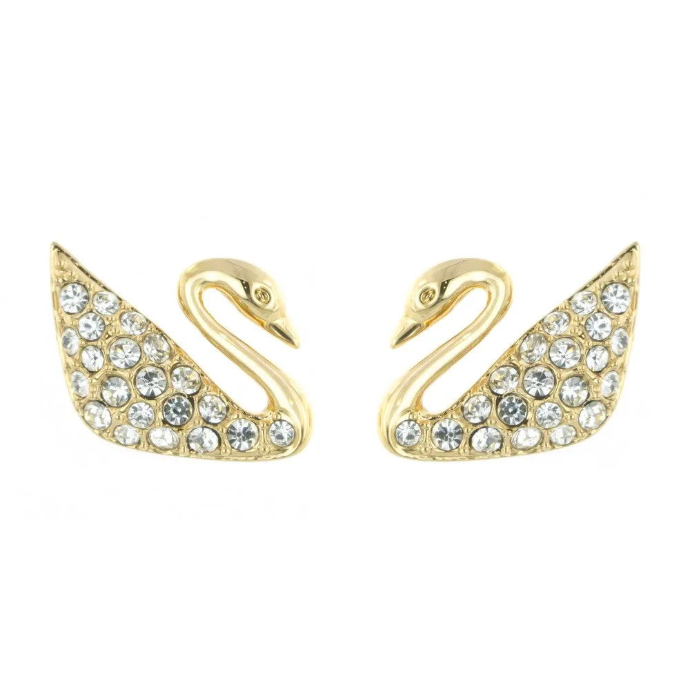 Swarovski Crystal JEWELRY Pierced Earrings SWAN, Gold -5083132